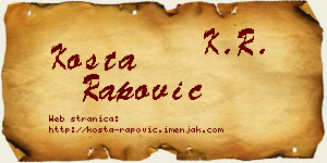 Kosta Rapović vizit kartica